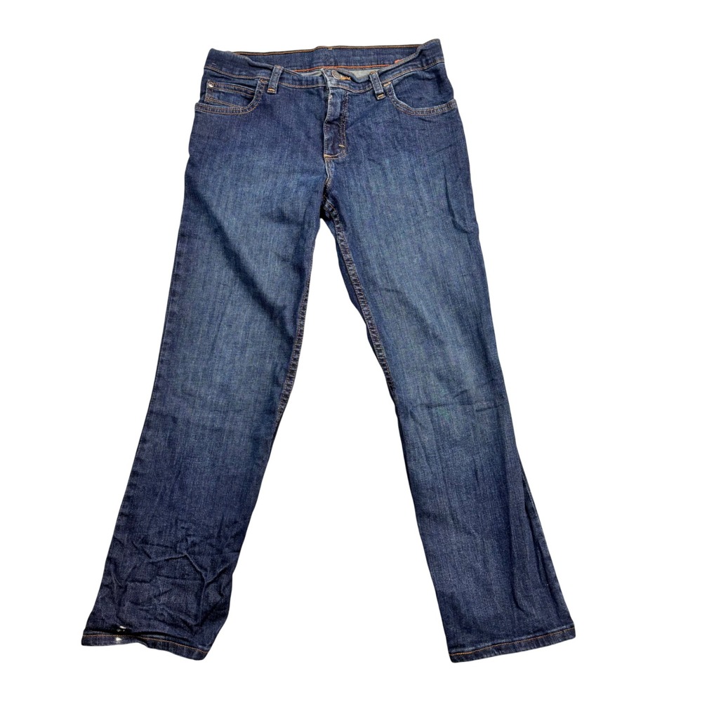 Wrangler Boys Jeans Size 12 Husky Dark Wash Denim Straight Leg Stretch Waistband